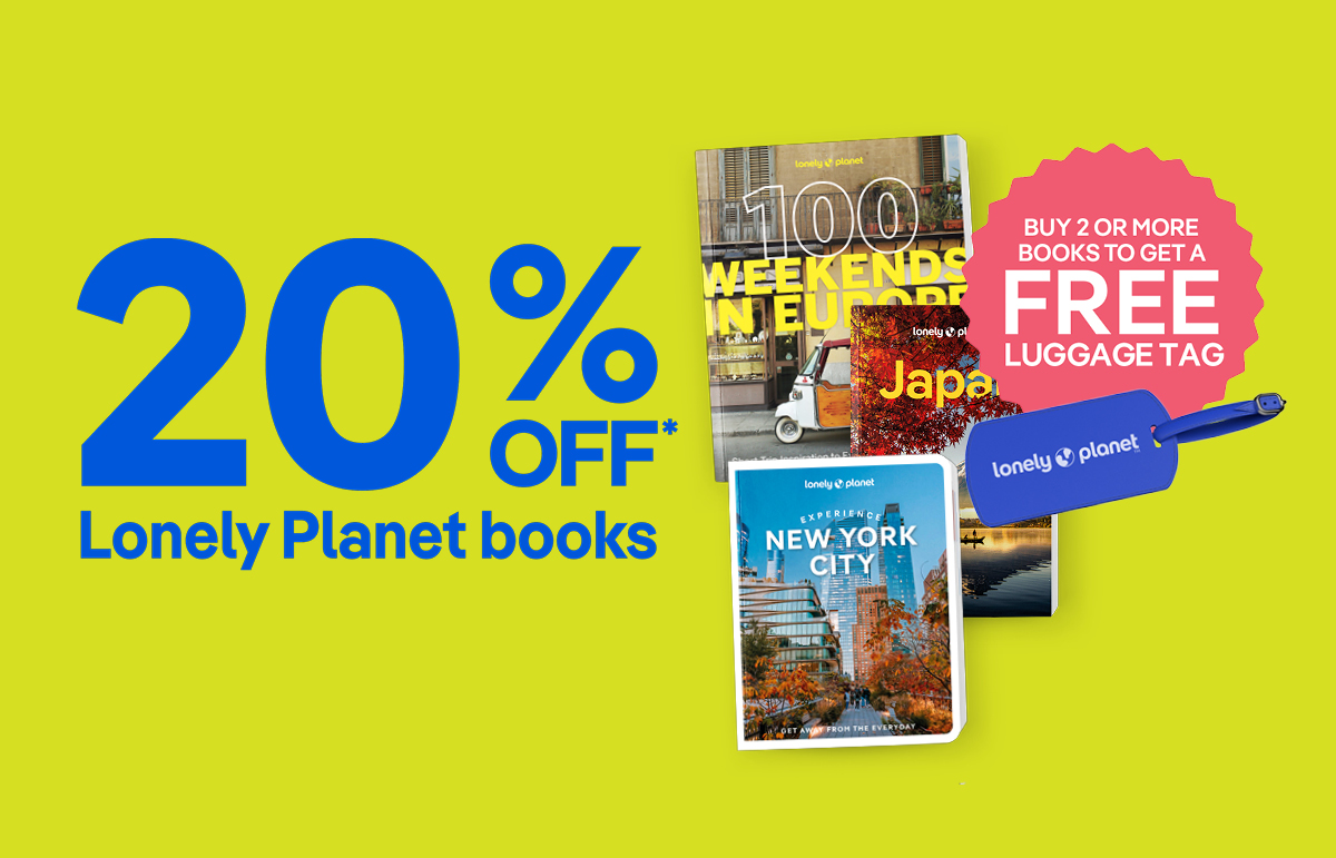 20% Off Lonely Planet books and Buy 2 or more books to get a Free luggage tag